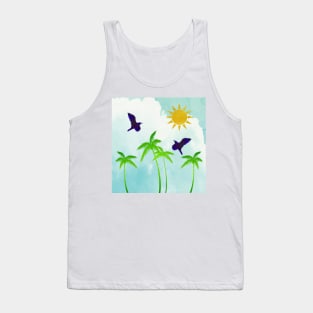 Summer Escape with Palm Trees Sky and Sun Tank Top